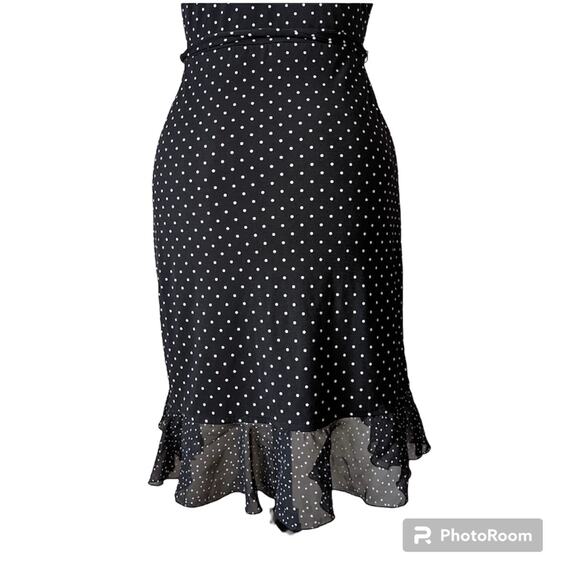 Black house white market black and white wrap ruffle polkadot dress size 10 - Picture 9 of 10